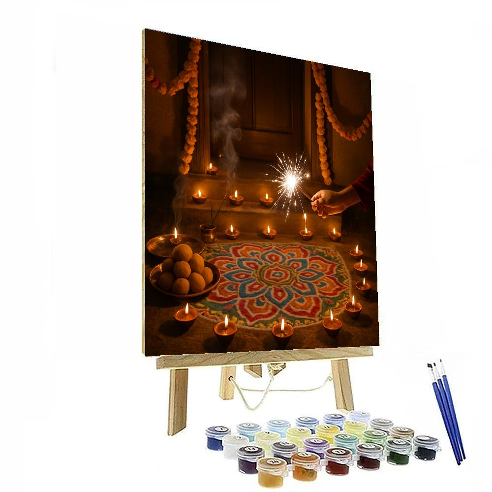 Diwali Night At A Decorated Doorstep painting number kit