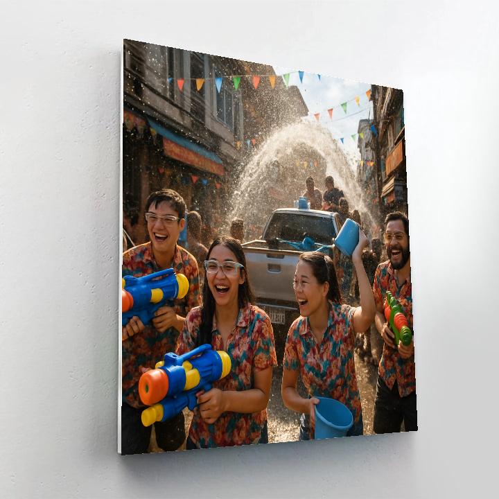 Songkran Festival Water Fight In Bangkok Painting by numbers kit
