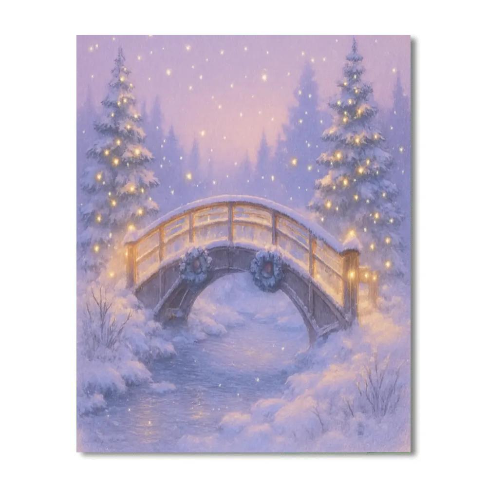 Magical Lantern-lit Winter Bridge Paint by numbers kits