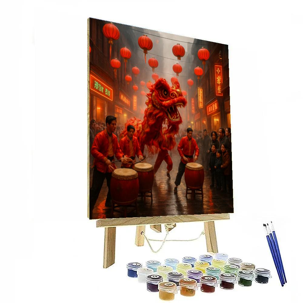 Lunar New Year Dragon Dance In Chinatown DIY paint by numbers