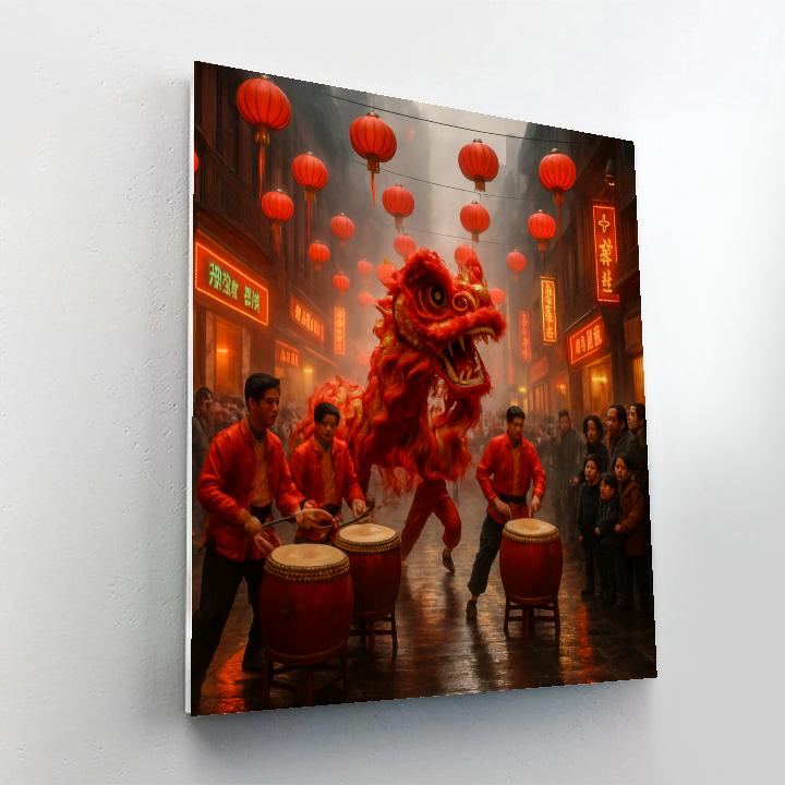 Lunar New Year Dragon Dance In Chinatown DIY paint by numbers