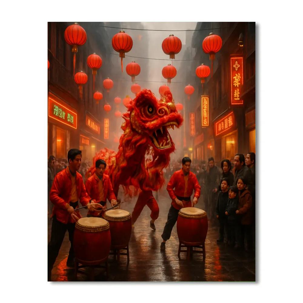 Lunar New Year Dragon Dance In Chinatown DIY paint by numbers