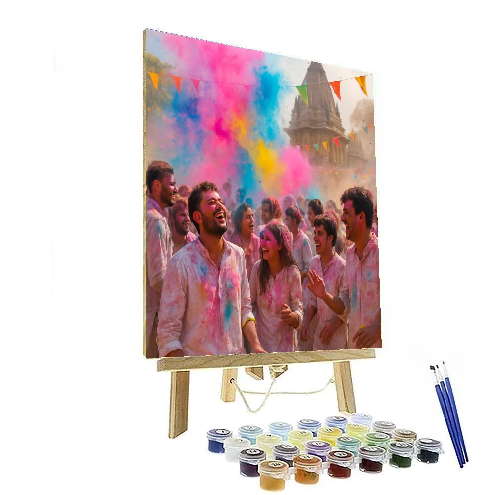 Holi Festival Colors In Mathura Streets paint by number