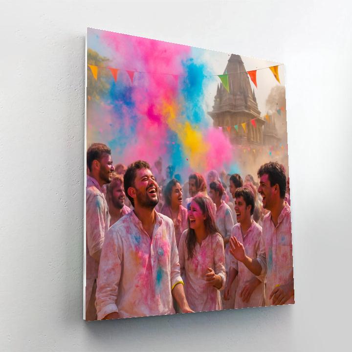 Holi Festival Colors In Mathura Streets paint by number