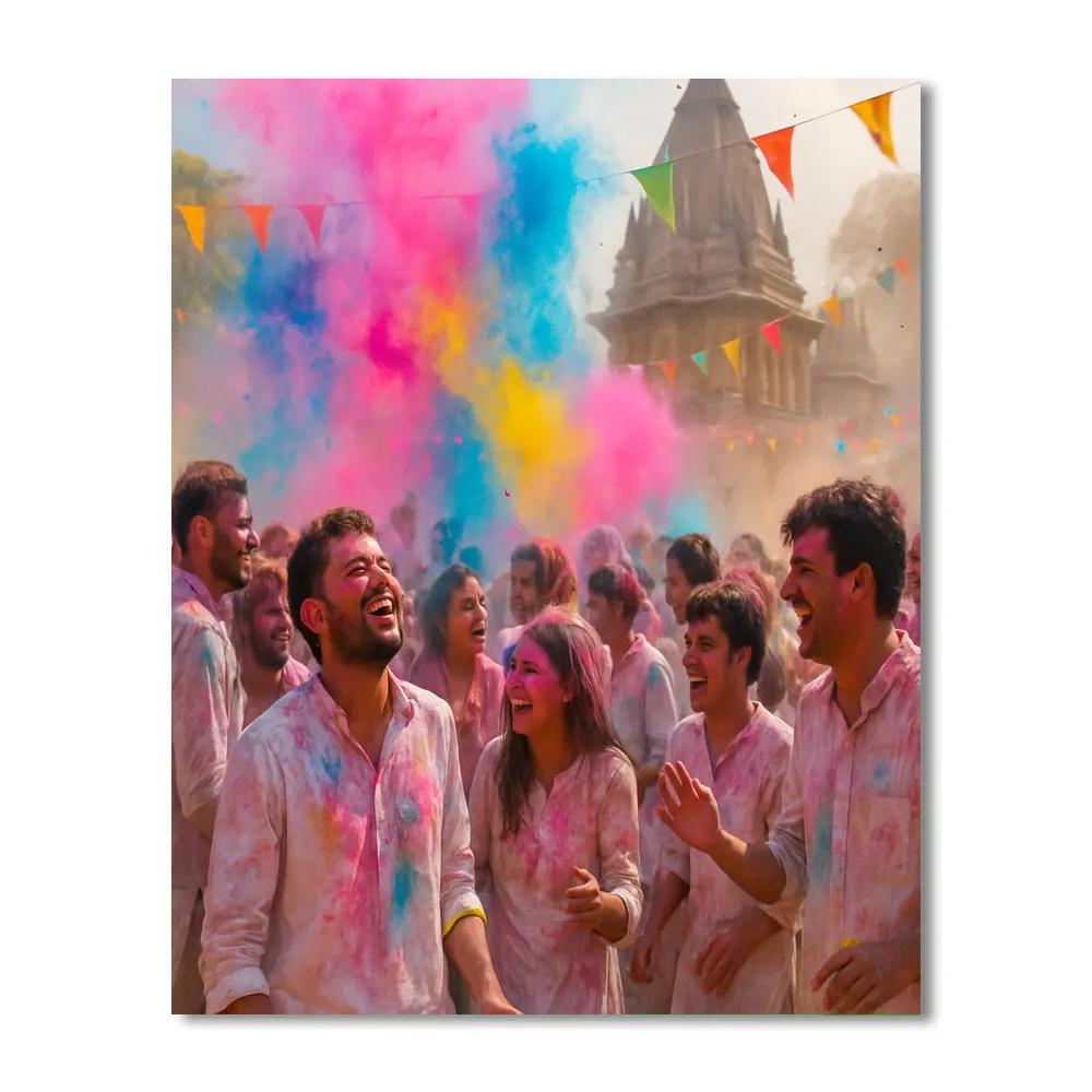 Holi Festival Colors In Mathura Streets paint by number
