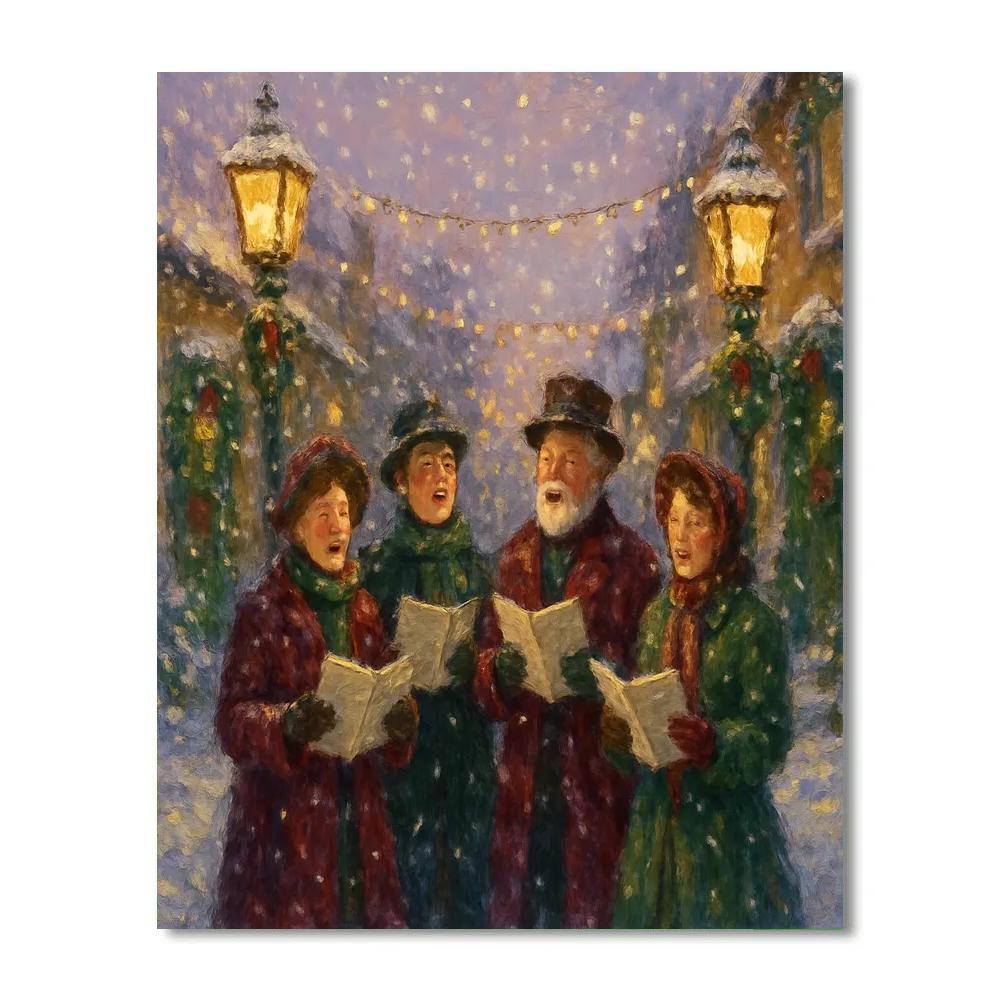 Joyful Carolers Winter Twilight Harmony paint by number