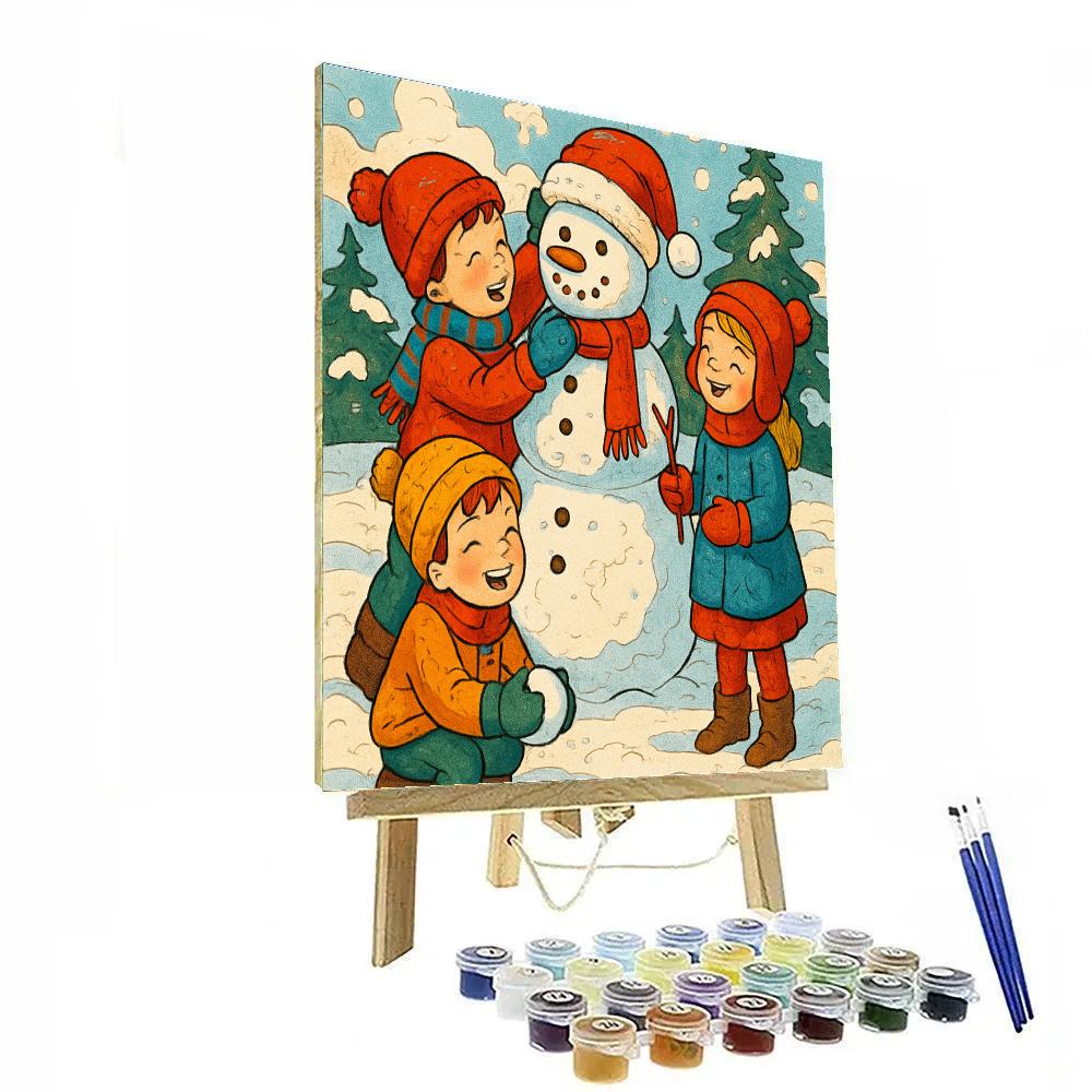 Sparkling Snowman Friends Painting by numbers kit