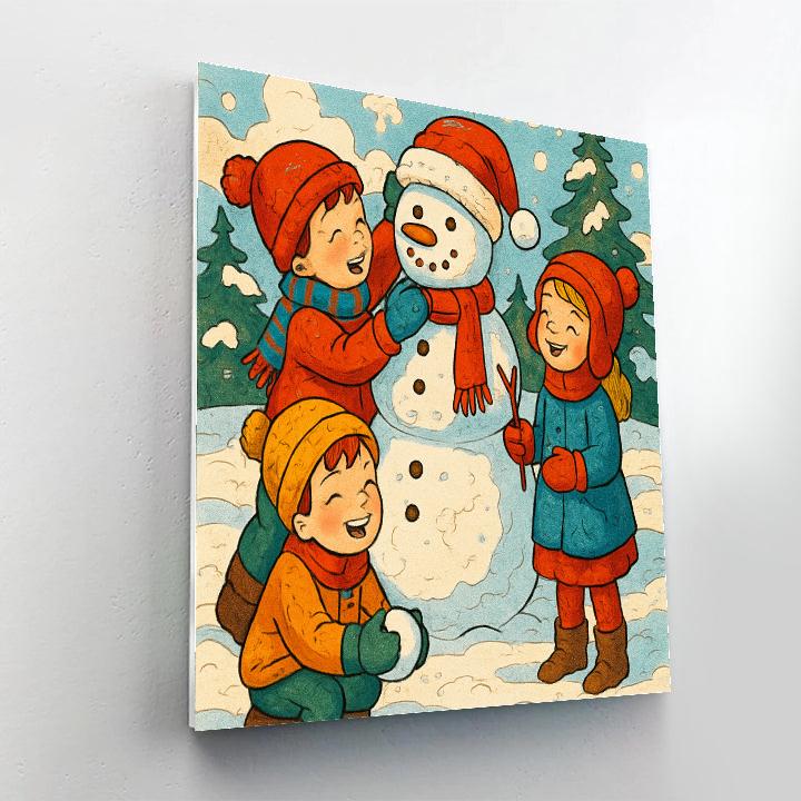 Sparkling Snowman Friends Painting by numbers kit