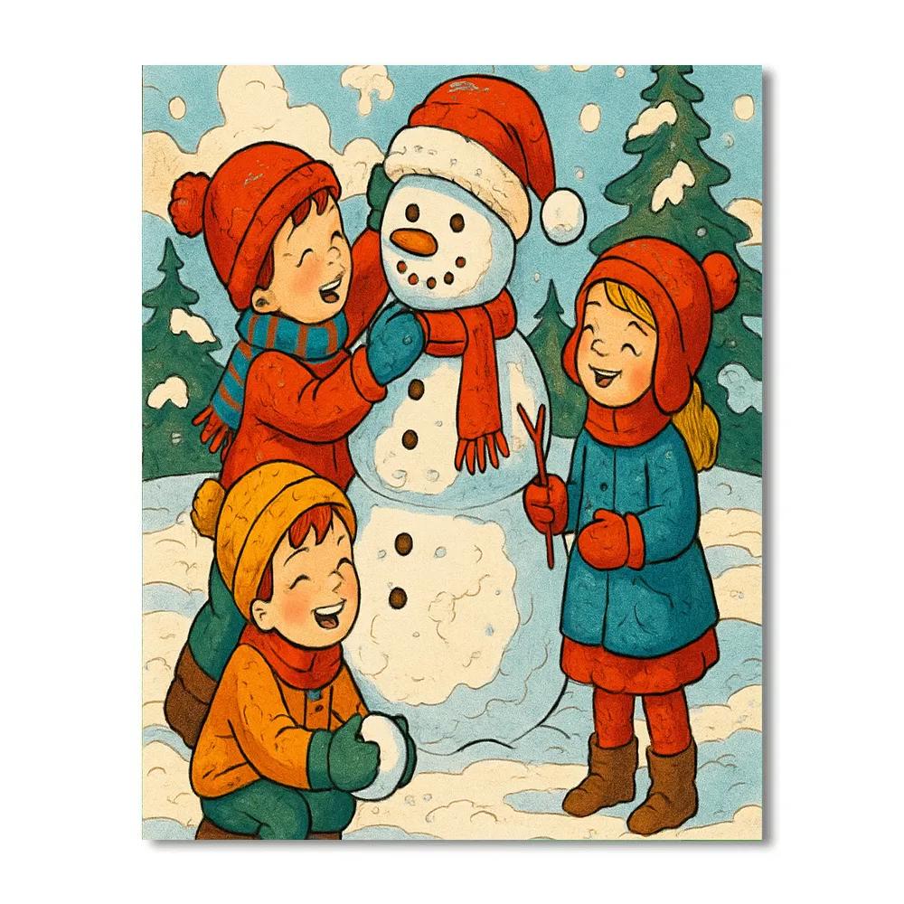 Sparkling Snowman Friends Painting by numbers kit