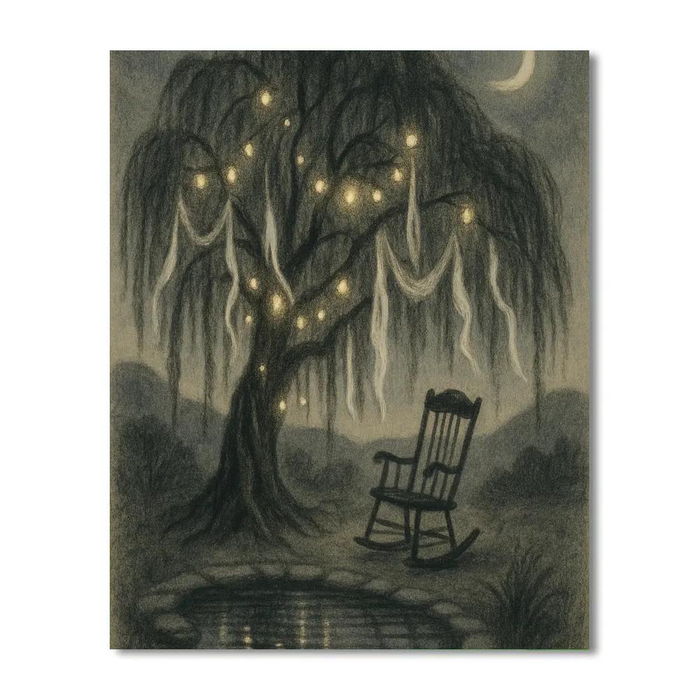 Lanterns Beneath The Willow paint by color