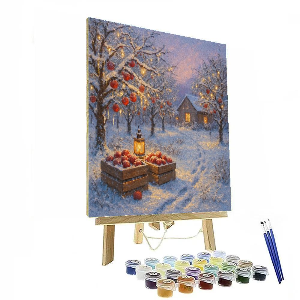 Warm Winter Orchard Holiday Glow Paint by numbers art