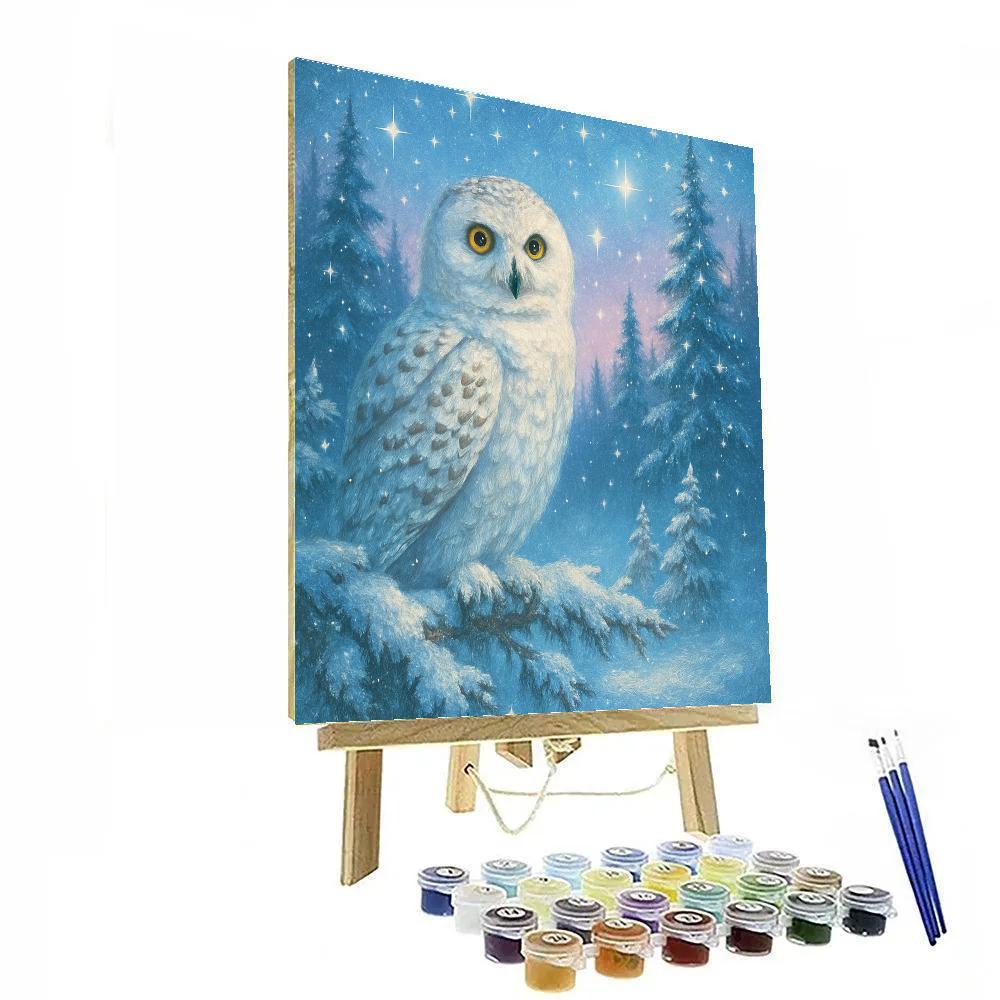Snowy Owl Winter Guardian Scene Painting by numbers kit