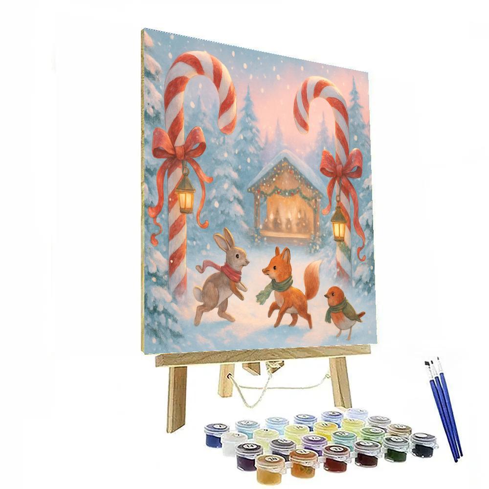 Candy Cane Forest Winter Festival paint by color