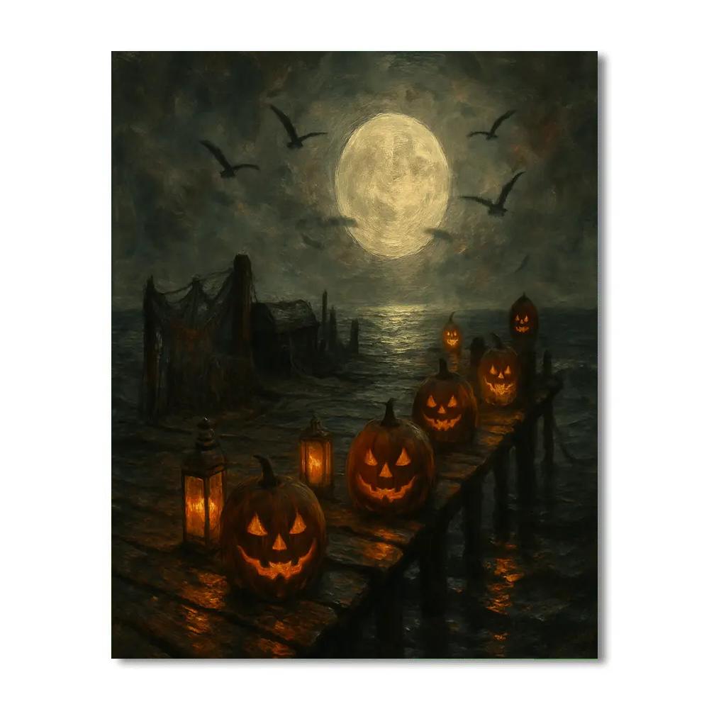Moonlit Pumpkin Pier DIY paint by numbers