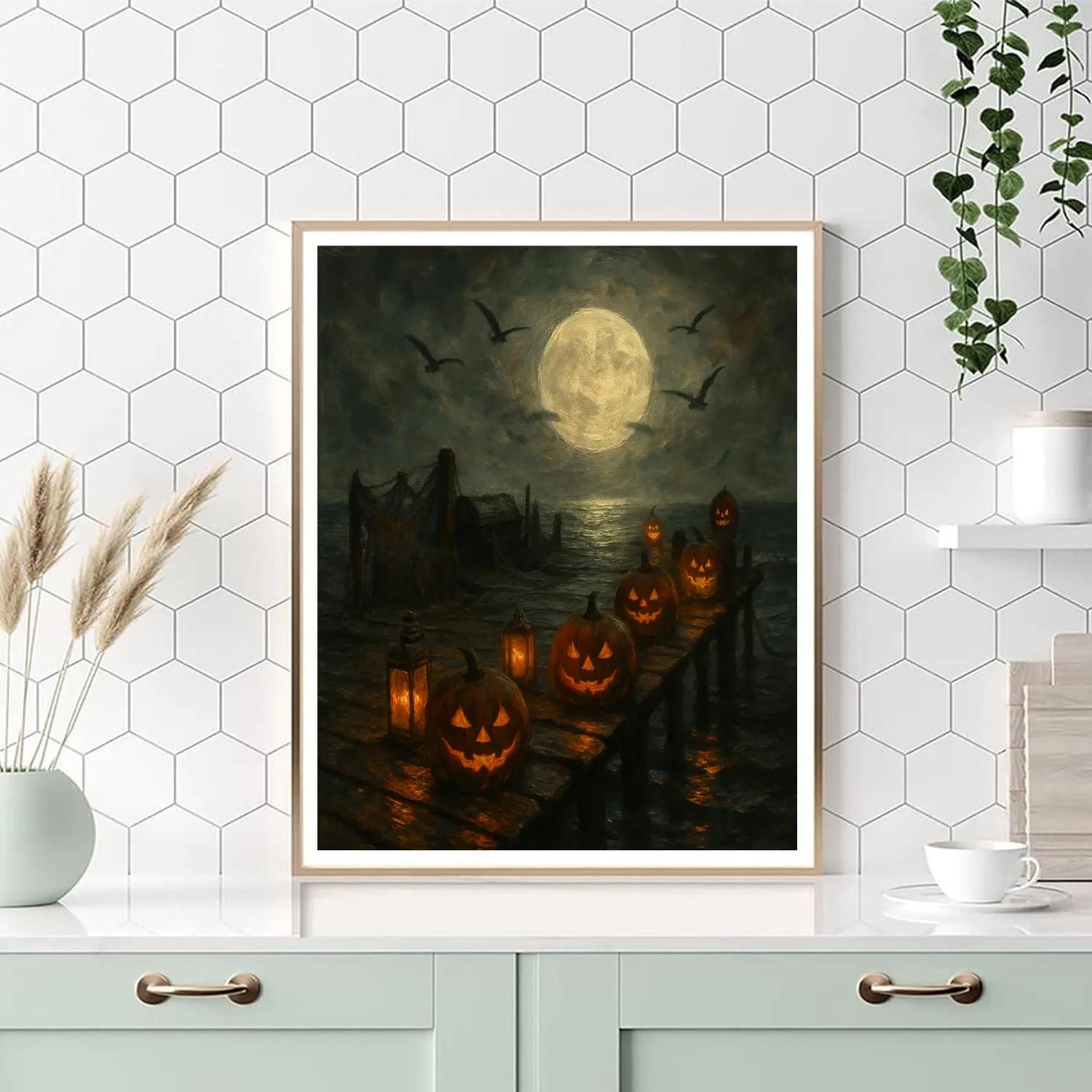 Moonlit Pumpkin Pier DIY paint by numbers