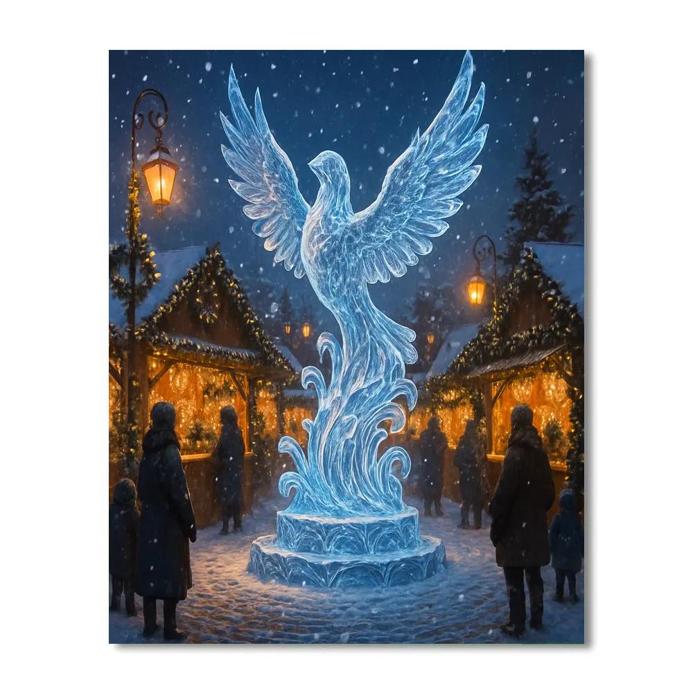 Cozy Christmas Market Ice Sculpture DIY paint by numbers
