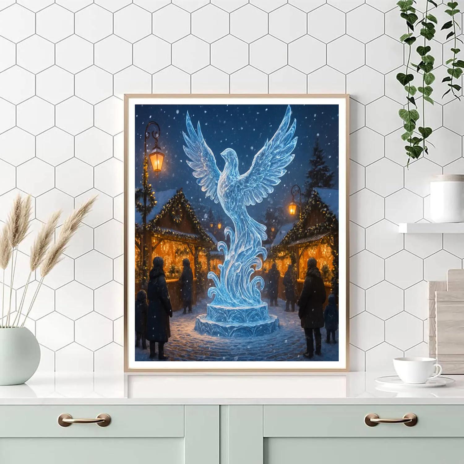Cozy Christmas Market Ice Sculpture DIY paint by numbers