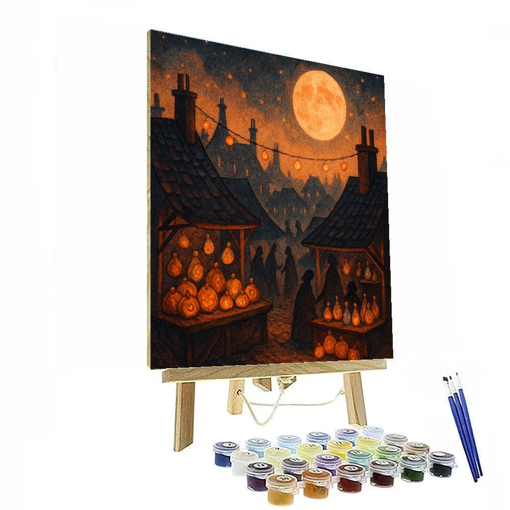 Rooftop Moon Market Numbered painting kits