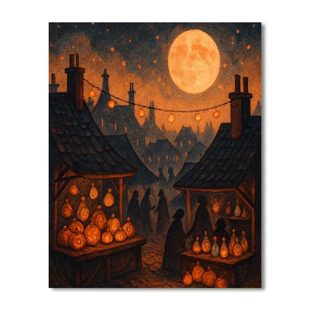 Rooftop Moon Market Numbered painting kits