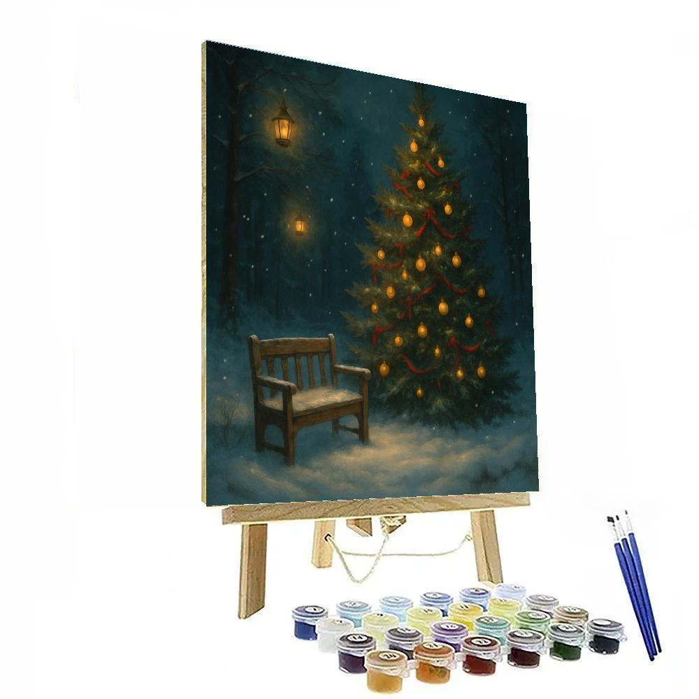 Rustic Lantern-lit Pine Tree Clearing Number painting