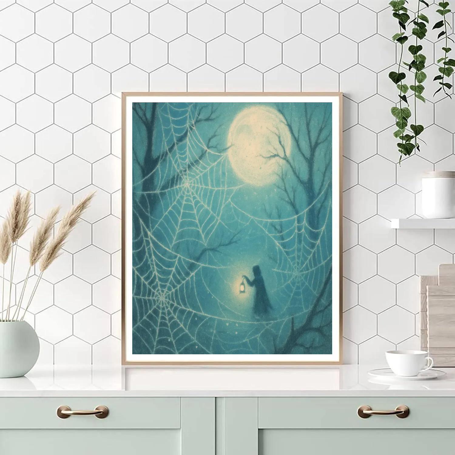 Moonlit Cobweb Cathedral Number painting