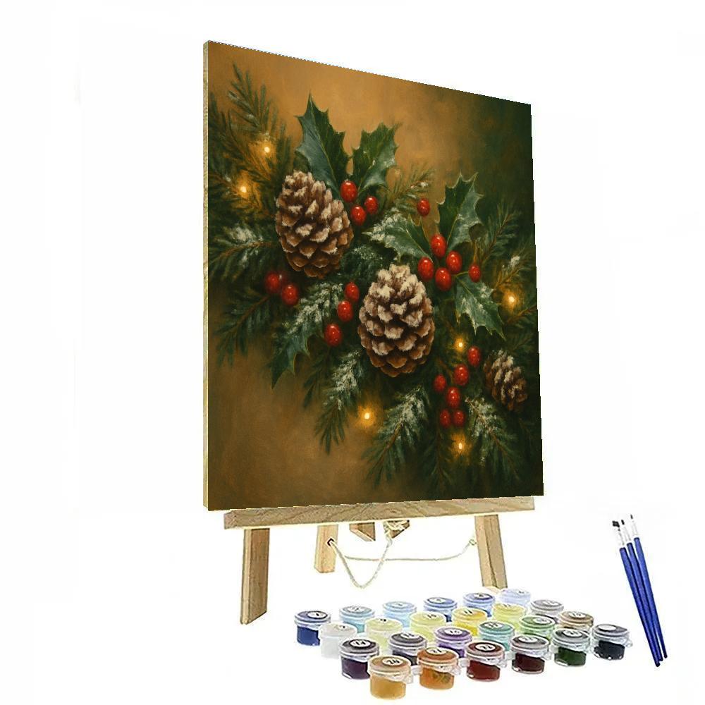 Magical Frosted Pine Cone Garland paint by color