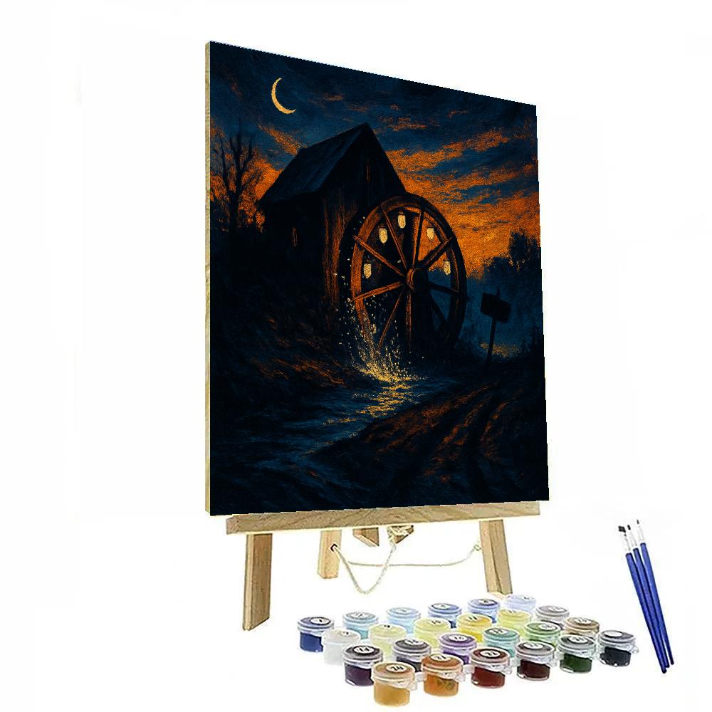 Lantern-Crowned Old Mill Number painting