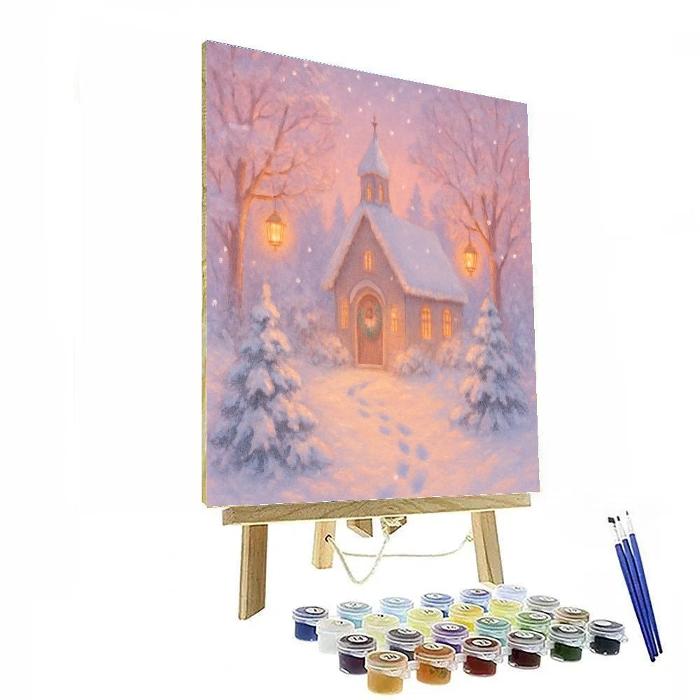 Snow-Covered Village Chapel Snowfall paint by color