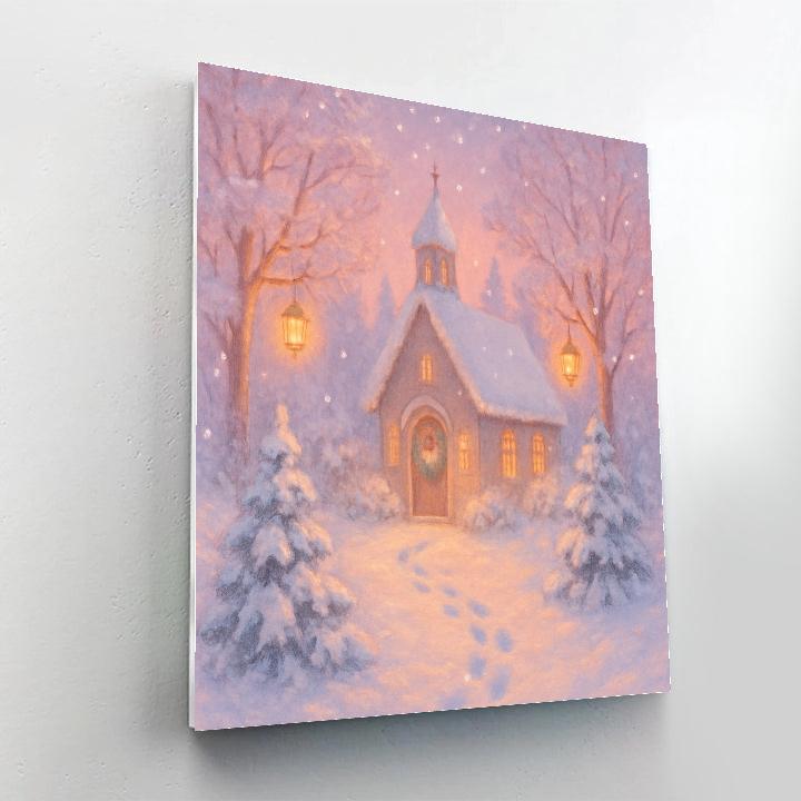 Snow-Covered Village Chapel Snowfall paint by color