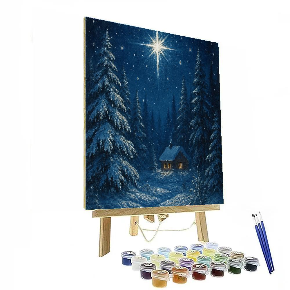 Christmas Star Radiance Over Snowy Forest paint by number