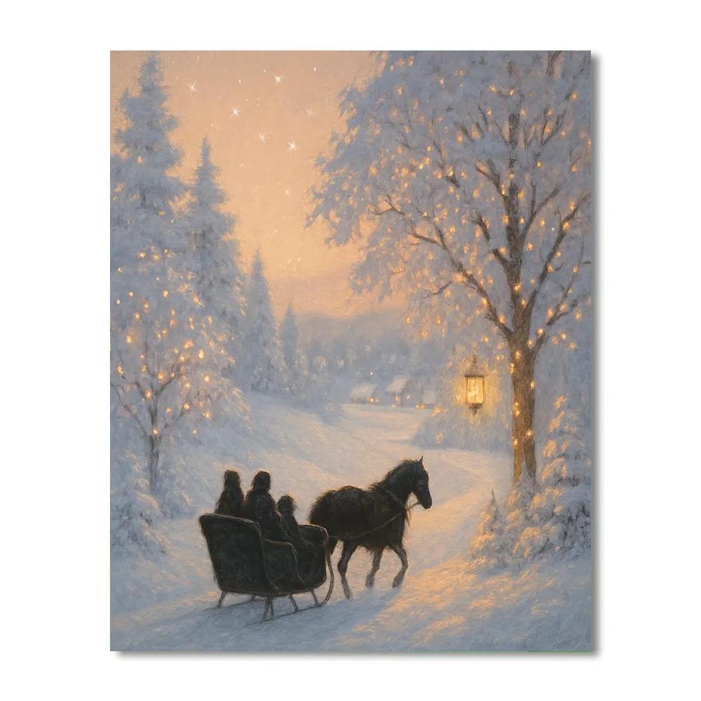 Twilight Sleigh Ride Through Frosty Hills DIY paint by numbers