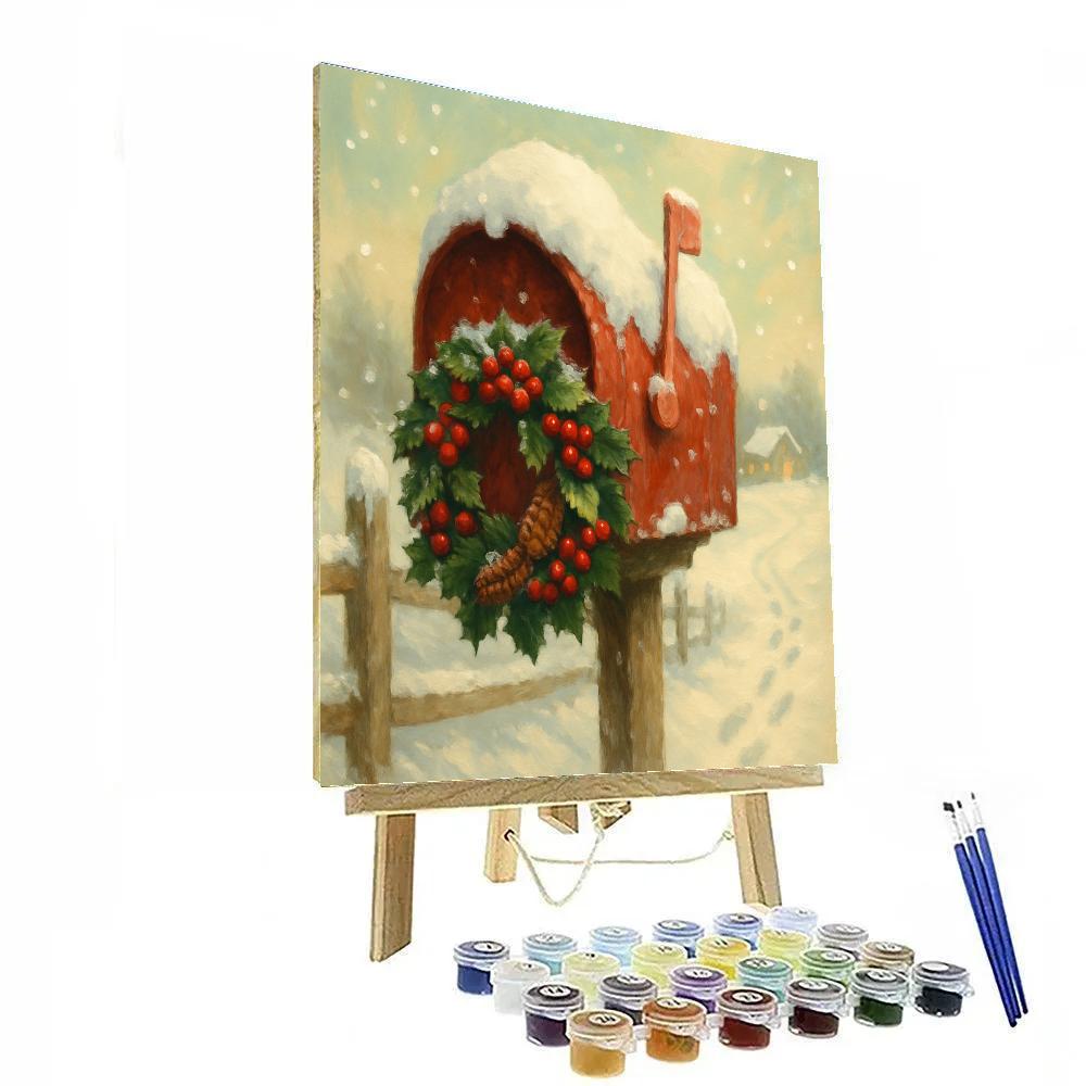 Snow-covered Mailbox Holiday Surprise Painting by numbers kit