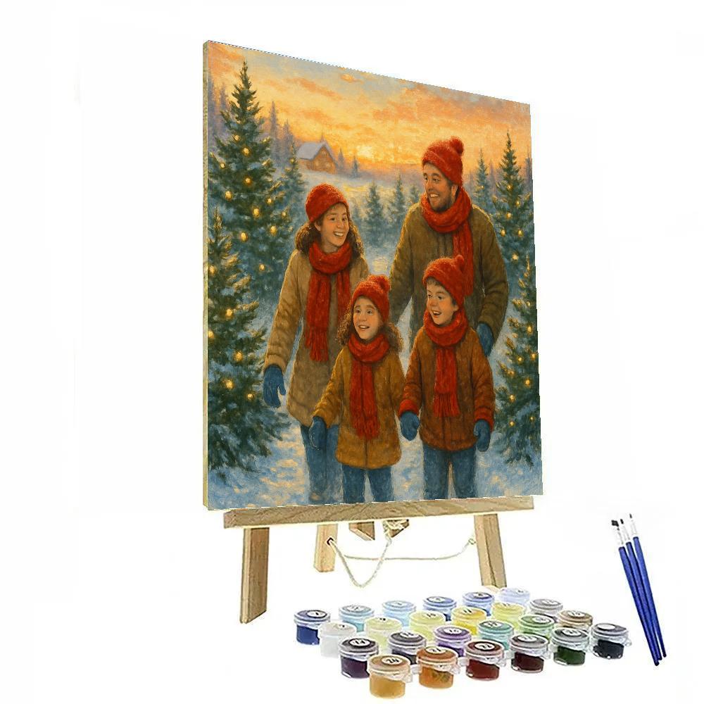 Festive Christmas Tree Farm Stroll Number painting