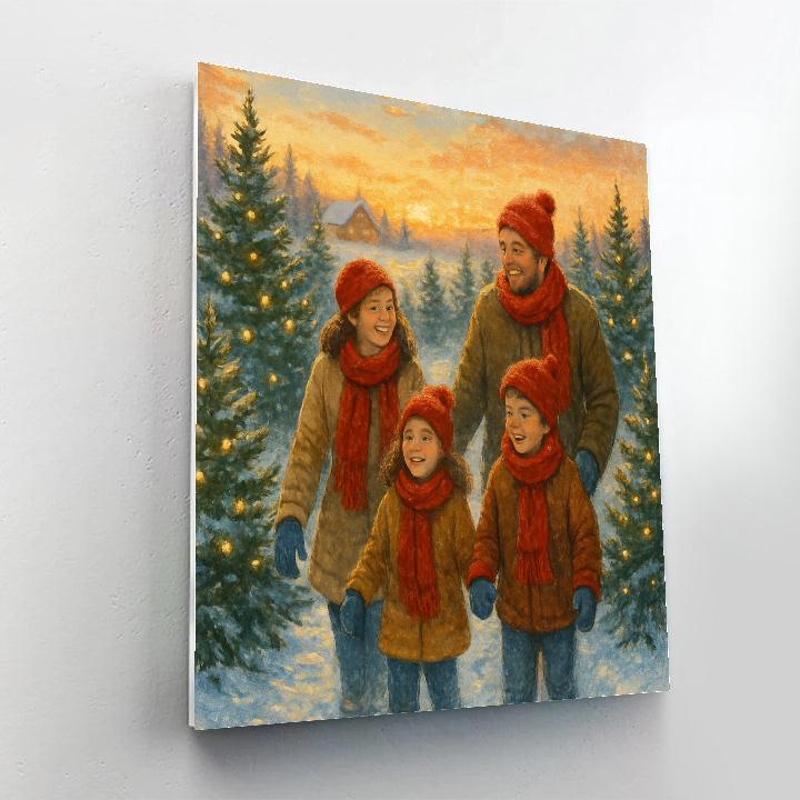 Festive Christmas Tree Farm Stroll Number painting