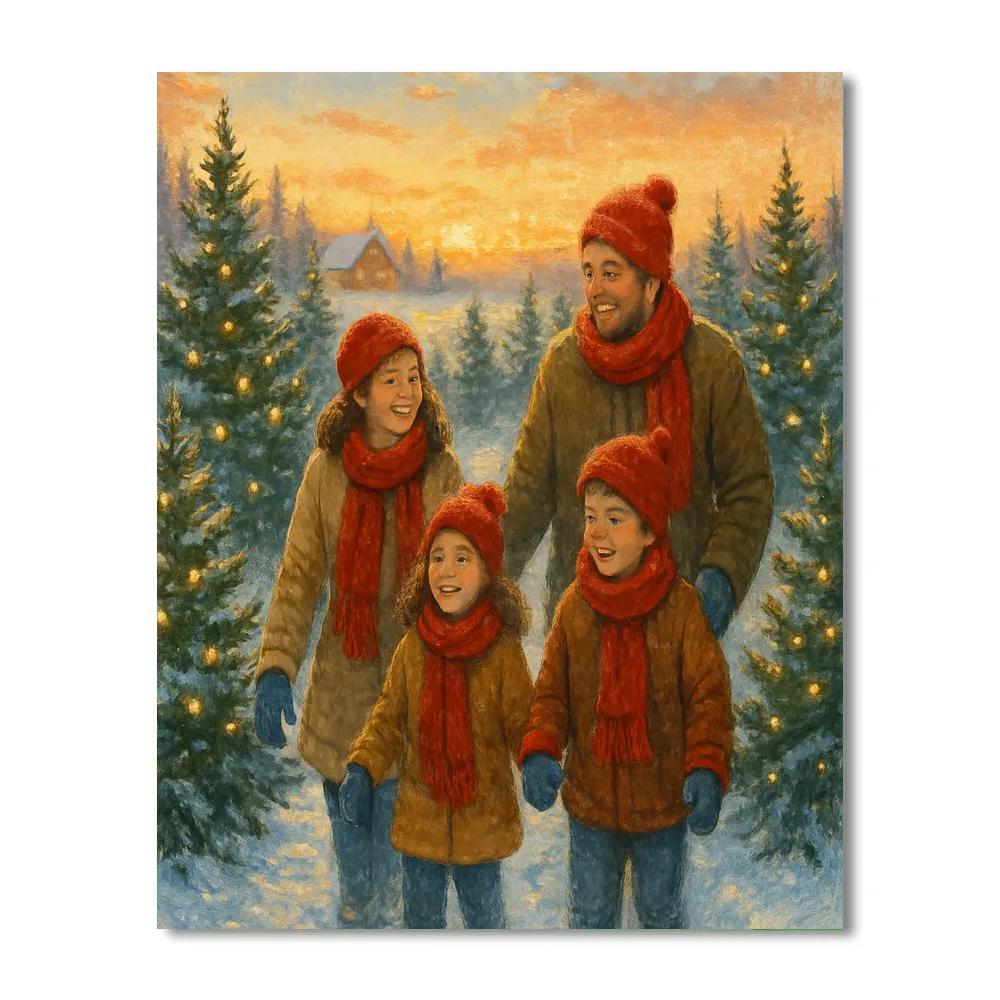 Festive Christmas Tree Farm Stroll Number painting