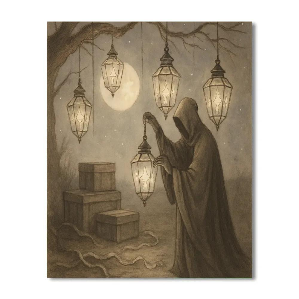 Nocturnal Orchard Of Glass Lanterns paint by numbers