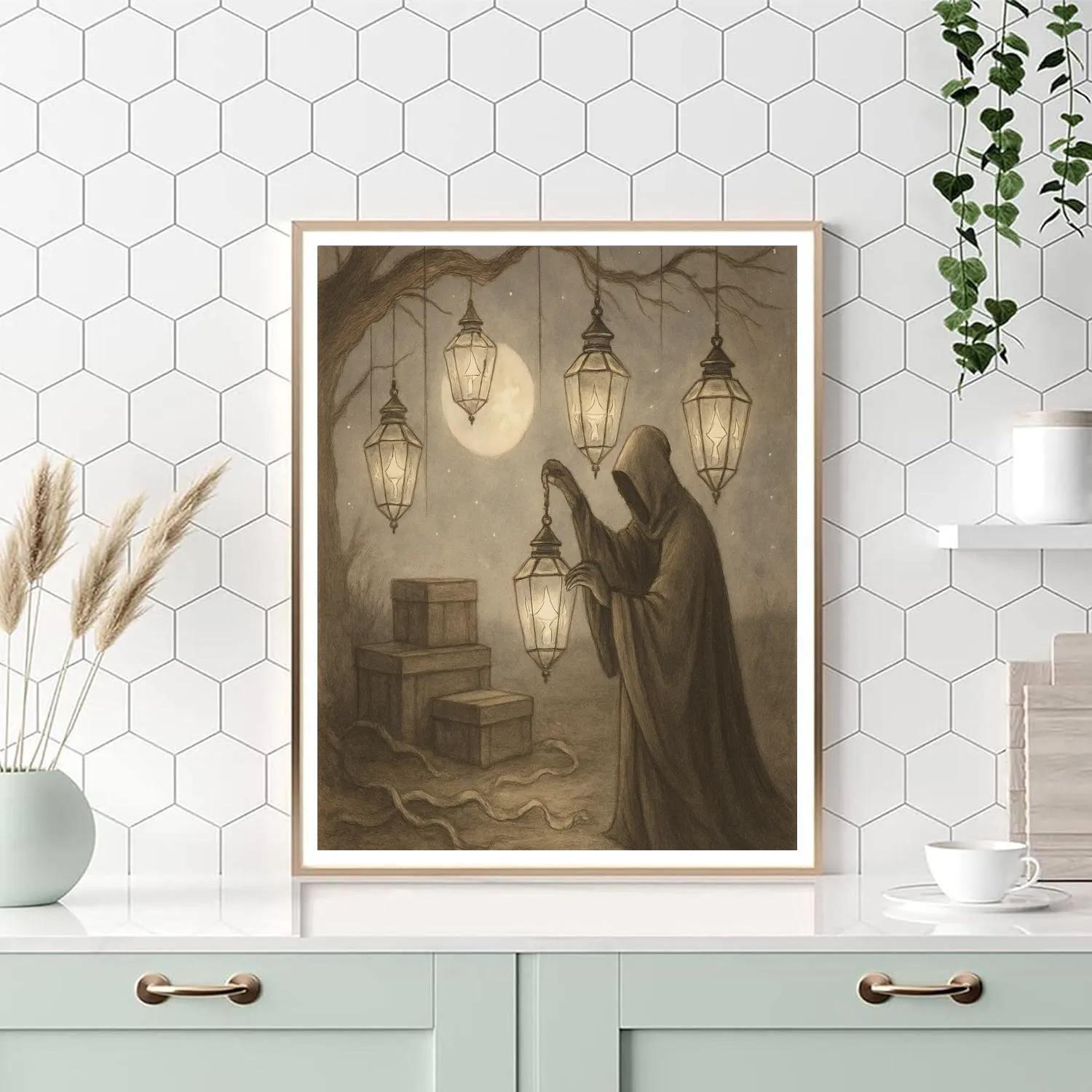 Nocturnal Orchard Of Glass Lanterns paint by numbers