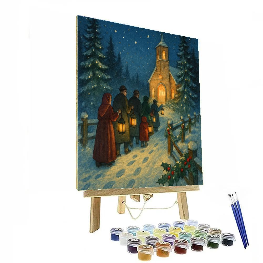 Village Church Lantern Procession paint by color