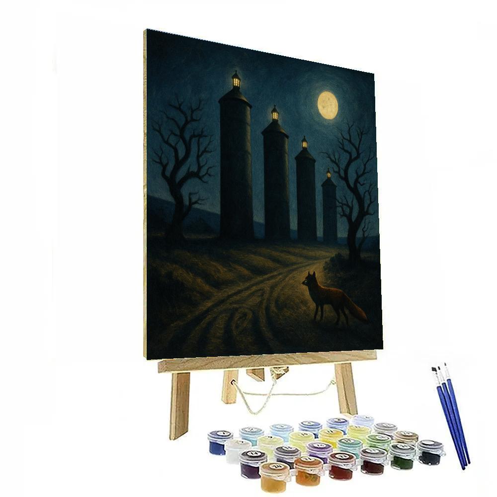 The Sable Moor With Moonlit Silos DIY paint by numbers