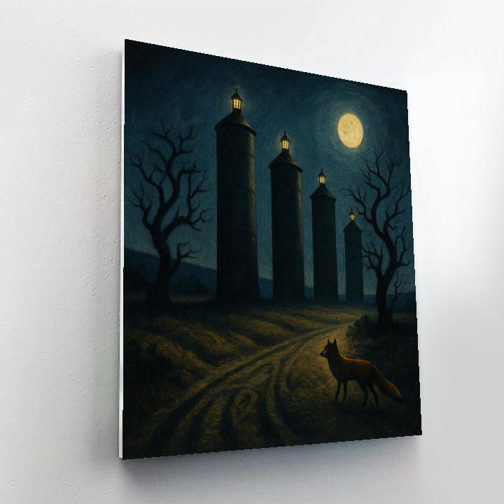 The Sable Moor With Moonlit Silos DIY paint by numbers