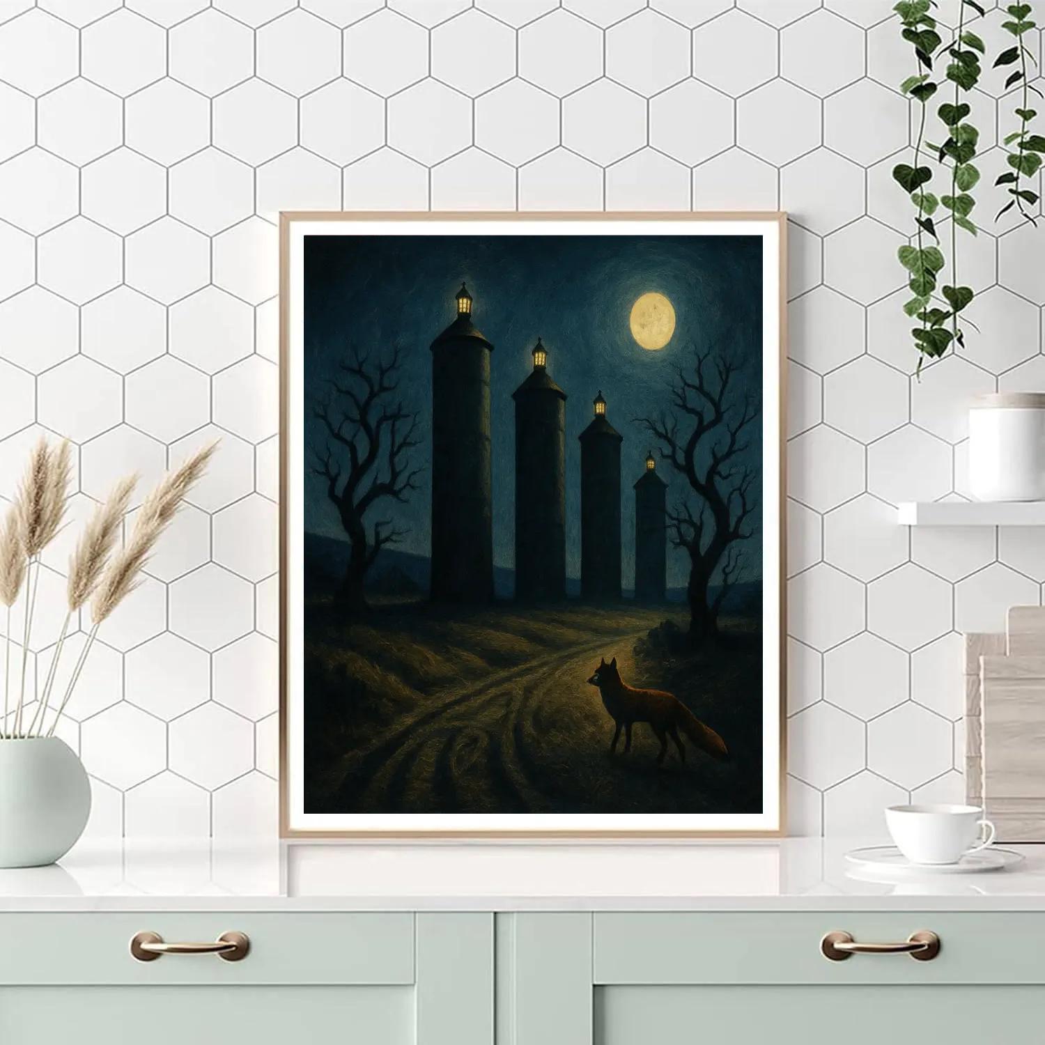 The Sable Moor With Moonlit Silos DIY paint by numbers