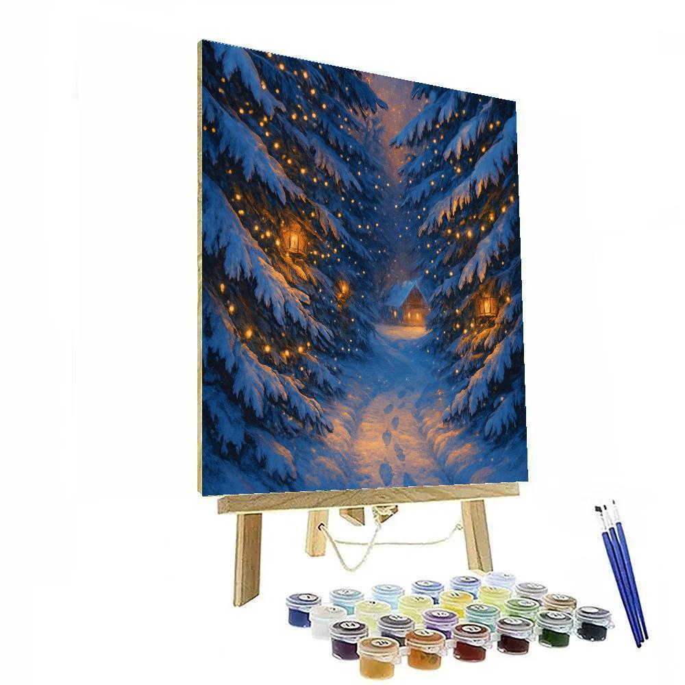 Snowy Path Through Festive Fir Tunnel Number painting