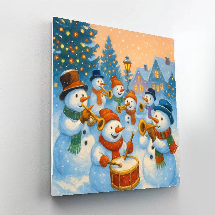 Cheerful Holiday Snowman Orchestra paint by color