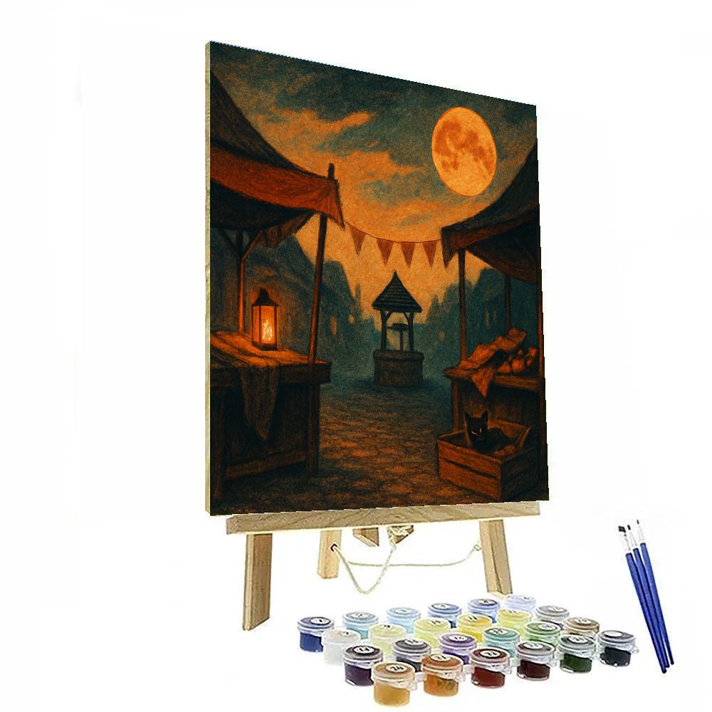 The Silent Lantern Market At Dusk Number painting