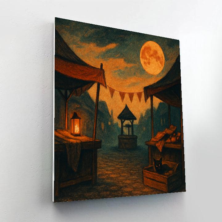 The Silent Lantern Market At Dusk Number painting