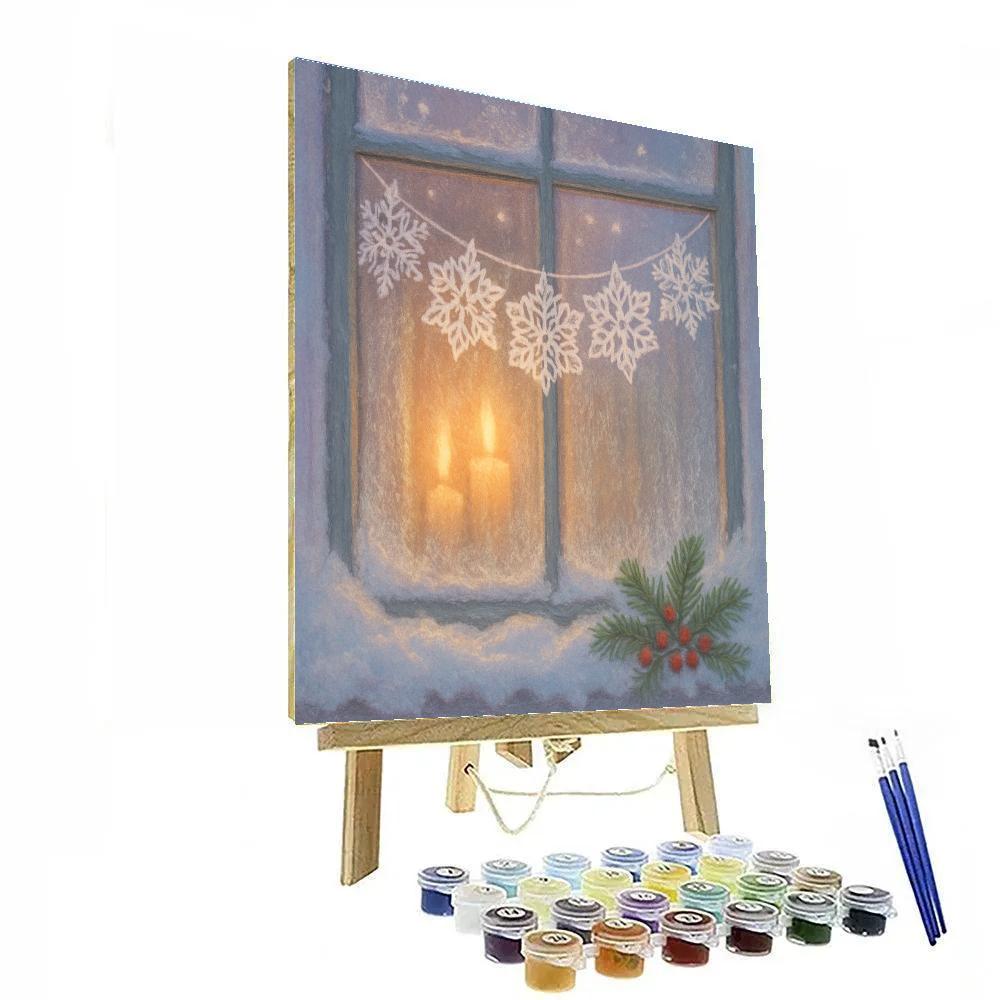 Snowflake Garland Window Silhouette paint by color