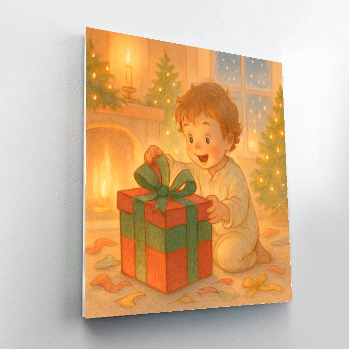 Holiday Morning Gift Unwrapping Joy Paint by numbers kits