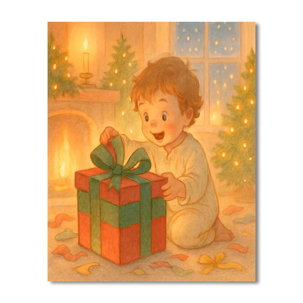 Holiday Morning Gift Unwrapping Joy Paint by numbers kits