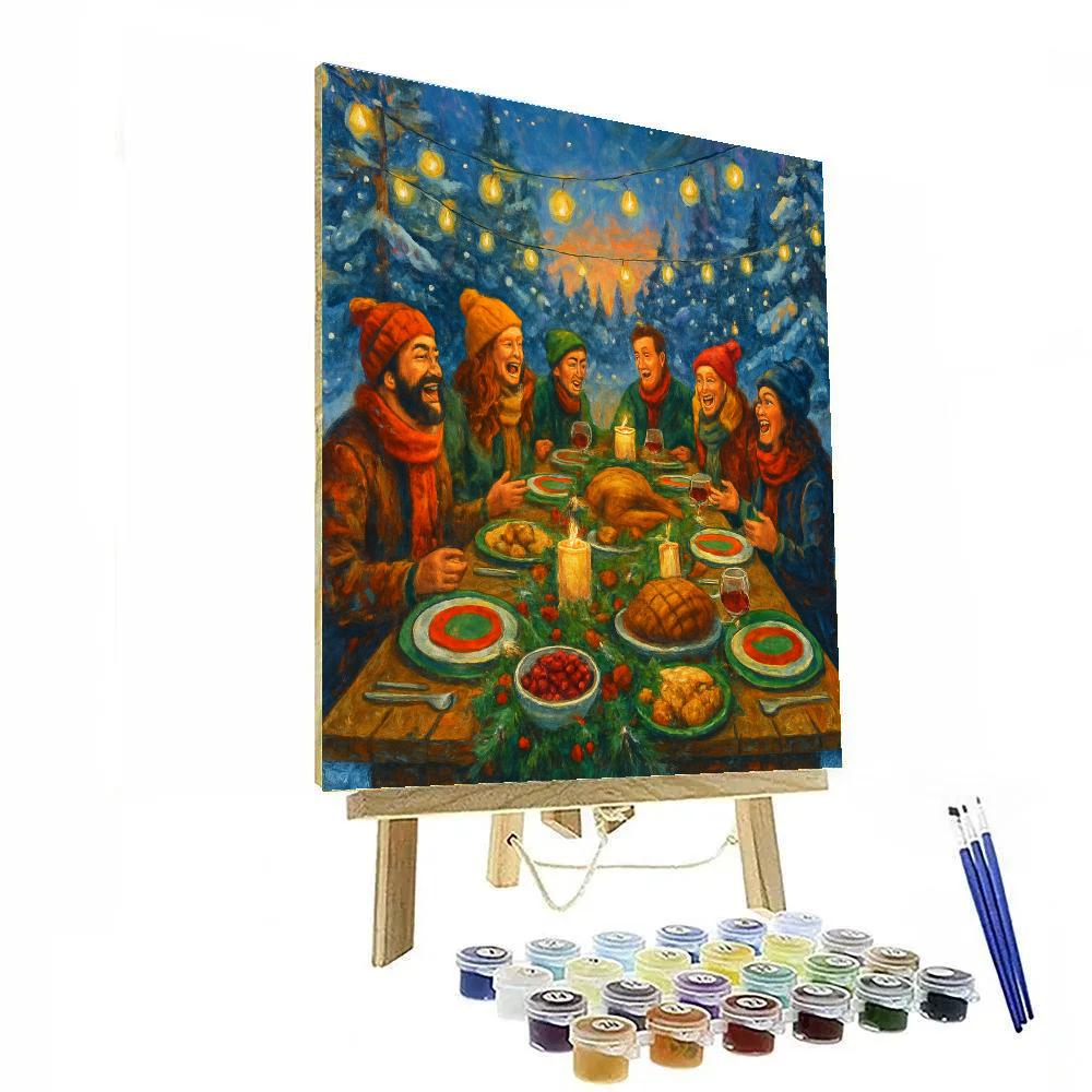 Joyous Holiday Feast Under Twinkling Lights DIY paint by numbers