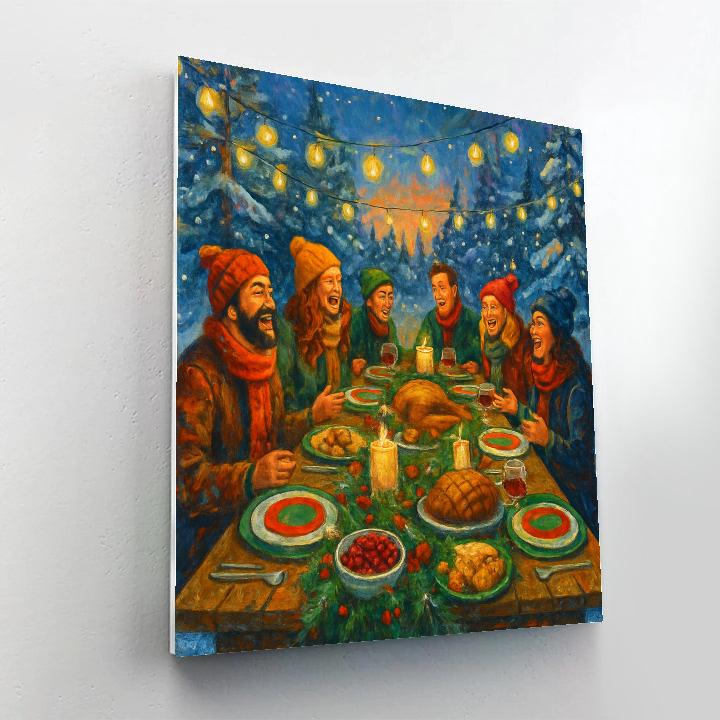 Joyous Holiday Feast Under Twinkling Lights DIY paint by numbers